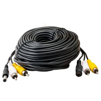 5 Metre 3 Way Cable for CCTV with Power Audio Video RCA Connectors - L2 x W10 x H14 cm - Black