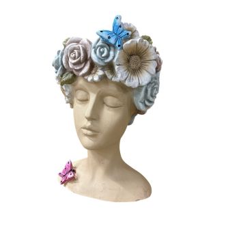 42cm Head Bust Planter - Fibre Glass - L28 x W30 x H42 cm