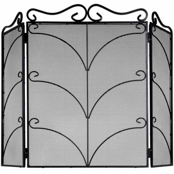 Heavy Large Ornate Fire Screen - Metal/Steel - L2 x W85 x H75 cm - Black