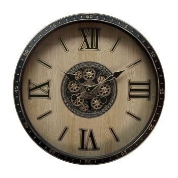 60cm Round Wall Gear Clock for Living Room/Hallway/Dining Room - Metal - L8 x W64 x H64 cm