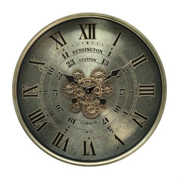 60cm Wall Gear Clock for Living Room/Hallway/Dining Room - Metal - L8 x W64 x H64 cm