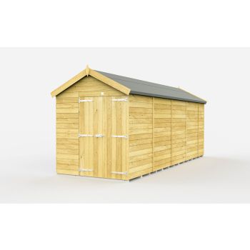 6 x 18 Feet Apex Shed - Double Door Without Windows - Wood - L533 x W175 x H217 cm