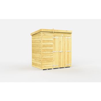 6 x 4 Feet Pent Shed - Double Door Without Windows - Wood - L118 x W185 x H201 cm