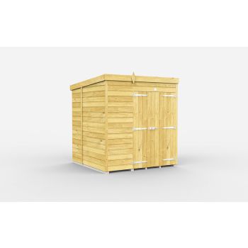 6 x 6 Feet Pent Shed - Double Door Without Windows - Wood - L178 x W185 x H201 cm
