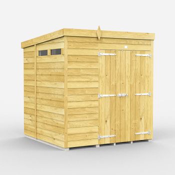 6 x 7 Feet Pent Security Shed - Double Door - Wood - L214 x W185 x H201 cm