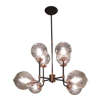 Mercer Bubble Chandelier - E14 25W - Iron/Glass - L75 x W75 x H100 cm - Black/Brass/Clear