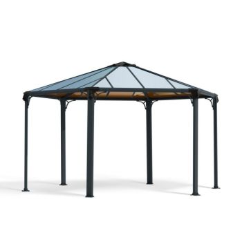 Monaco Hexagonal Garden Gazebo Polycarbonate - L450 x W390 x H289.5 cm - Grey