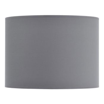 Lined Drum Lampshade - Fabric/Polyester/Cotton Frame - L35.5 x W35.5 x H26 cm - Grey/Silver