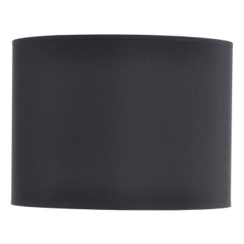 Lined Drum Lampshade - Fabric/Viscose/Polyamide Fram - L41 x W41 x H30 cm - Black/Silver