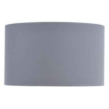 Lined Drum Lampshade - Fabric/Polyester/Cotton Frame - L50 x W50 x H30 cm - Grey/Silver