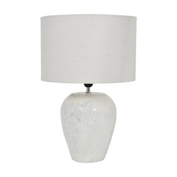 Speckle Glazed Table Lamp With Shade - E27 60W - Terracotta/Linen - L38 x W38 x H58 cm - White