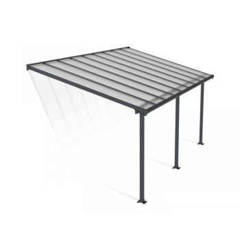 Patio Cover Olympia 3 x 5.46 Clear - Polycarbonate - L546 x W300 x H305 cm - Grey