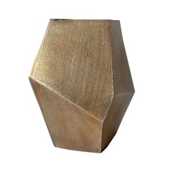 Cast Aluminium Faceted Brass Antique Vase - L22 x W33 x H34 cm - Gold