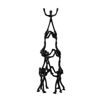 Tower of Humans Sculpture - Aluminium - L20.5 x W20.5 x H62 cm - Black