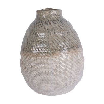 Woven Vase Extra Large - Ceramic - L34 x W34 x H47 cm - Taupe/White
