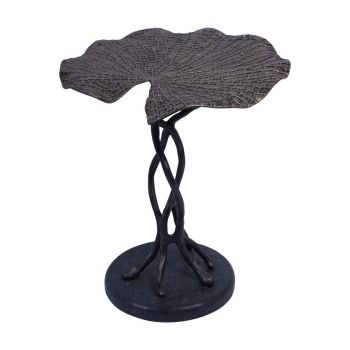 Lily Pad Leaf Side Table - Aluminium/Granite - L40 x W40 x H45 cm - Antique Gold/Black