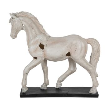 Horse Aged Sculpture - Polyresin - L13.2 x W45.2 x H41 cm - White