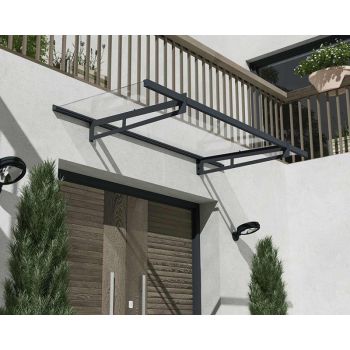 Patio Cover Bremen Door Awning Canopy 2050 Clear - Aluminium/Acrylic - L205 x W93.5 x H18.7 cm - Dark Grey