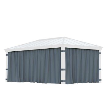 Curtain Set for Dallas 12 x 14 Gazebo - Polyester - L212 x W409 cm - Dark Grey (Gazebo Not Included)