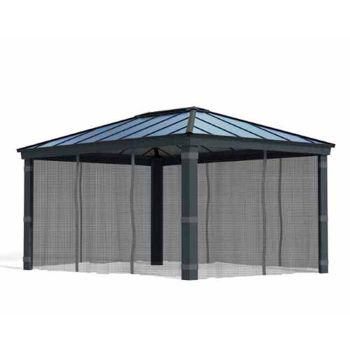 Net Curtain Set for Dallas 12 x 16 Gazebo - Polyester - L212 x W440 cm - Dark Grey (Gazebo Not Included)