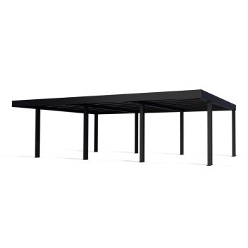 Oslo 20 x 30 Feet Carport Kit - Black Structure Grey polycarbonate Panels - L901 x W596.5 x H240.5 cm