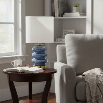 Blue Ceramic Table Lamp - L20 x W20 x H19 cm