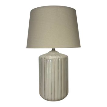 47cm Large Stone Look Ceramic Table Lamp and Shade - L23 x W23 x H47 cm