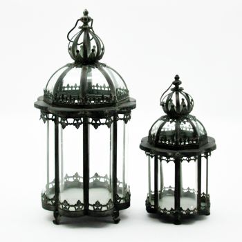 Garden Lanterns (Set of 2) - Metal - Green