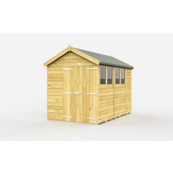 7 x 10 Feet Apex Shed - Double Door With Windows - Wood - L302 x W214 x H217 cm