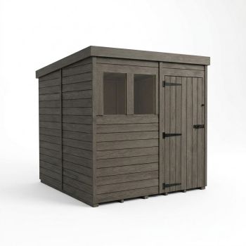 7ft x 10ft Composite Pent Garden Shed Single Door With Windows - Composite - L213 x W305 x H210 cm - Grey