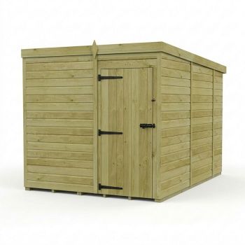 7ft x 10ft Pent Garden Shed Single Door No Windows - Pressure Treated Timber - L213 x W305 x H210 cm - Natural