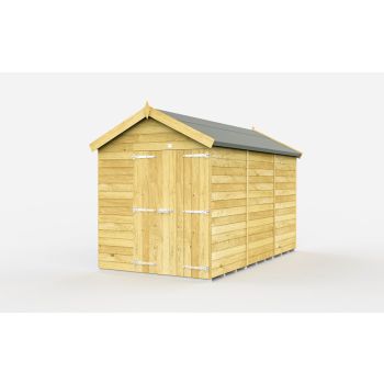 7 x 12 Feet Apex Shed - Double Door Without Windows - Wood - L358 x W214 x H217 cm