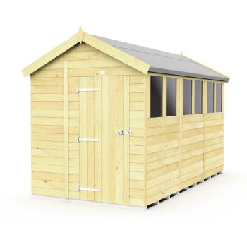 7 x 12 Feet Apex Shed - Single Door With Windows - Wood - L358 x W214 x H217 cm