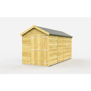 7 x 14 Feet Apex Shed - Double Door Without Windows - Wood - L417 x W214 x H217 cm