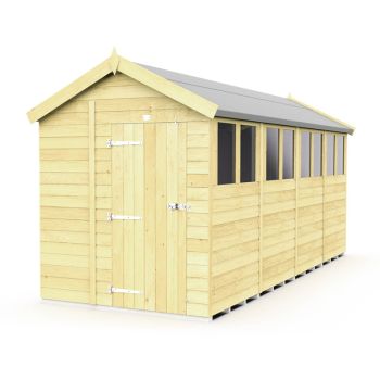 7 x 16 Feet Apex Shed - Single Door With Windows - Wood - L472 x W214 x H217 cm