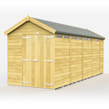 7 x 17 Feet Apex Security Shed - Double Door - Wood - L503 x W214 x H217 cm