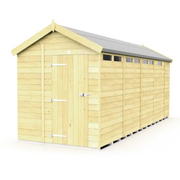 7 x 17 Feet Apex Security Shed - Single Door - Wood - L503 x W214 x H217 cm