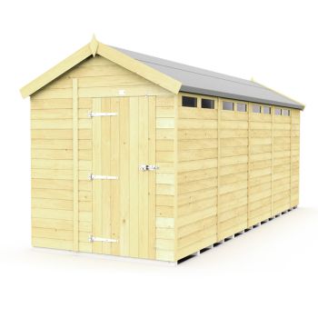 7 x 19 Feet Apex Security Shed - Single Door - Wood - L560 x W214 x H217 cm