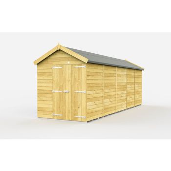 7 x 20 Feet Apex Shed - Double Door Without Windows - Wood - L592 x W214 x H217 cm