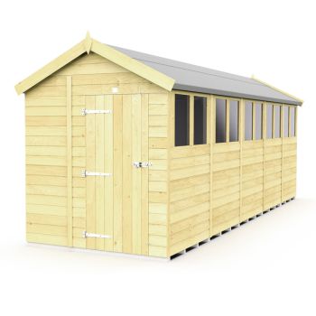 7 x 20 Feet Apex Shed - Single Door With Windows - Wood - L592 x W214 x H217 cm