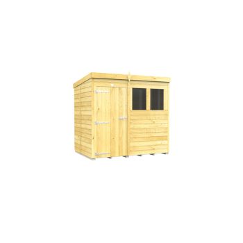 7 x 5 Feet Pent Shed - Single Door With Windows - Wood - L147 x W214 x H201 cm