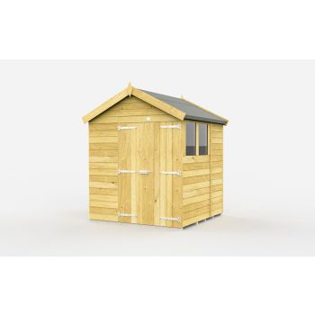 7 x 6 Feet Apex Shed - Double Door With Windows - Wood - L187 x W214 x H217 cm