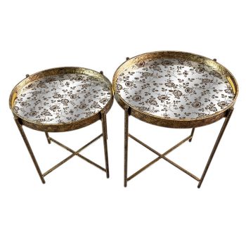 45/53cm Oval Marble Effect Side Tables Tables (Set of 2) - L45 x W36 x H53 cm