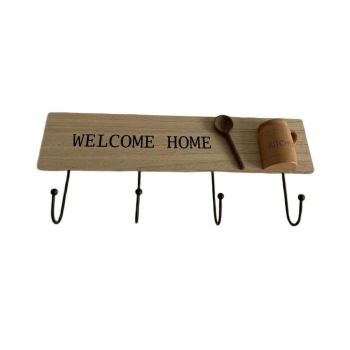 39cm Wooden Wall Hook-4 - L4 X W39 X H17 cm