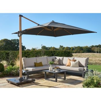Royce Ambassador NO LED - Wood Look Frame - Novasun SMOKE GREY Canopy & Cover - L300 x W300 x H275 cm