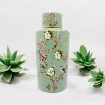Jar with Lid - Ceramic - L14 x W14 x H36 cm - Green