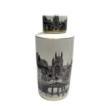 Jar with Lid - Ceramic - L14 x W14 x H36 cm