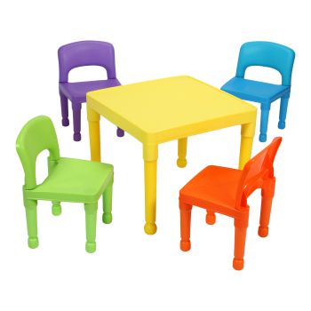 Multi-Coloured Table & 4 Chairs Set