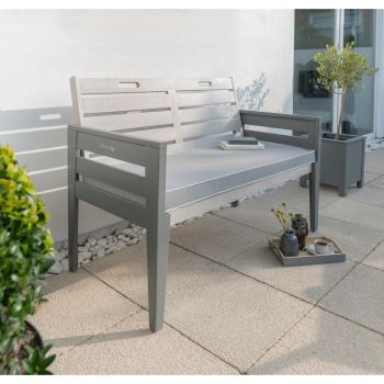 Grigio Two Seat Bench Set - FSC 100% Eucalyptus/Polyester - L117 x W62 x H85 cm - Grey