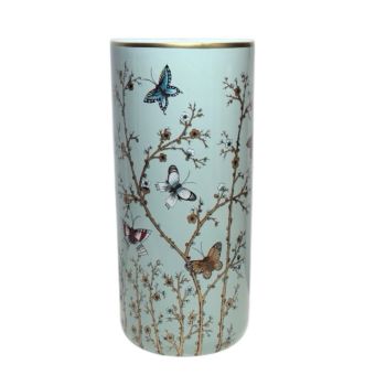 18" Umbrella Stand - Butterflies and Flowering Branches Design - Light Blue - Ceramic - L20 x W20 x H46 cm